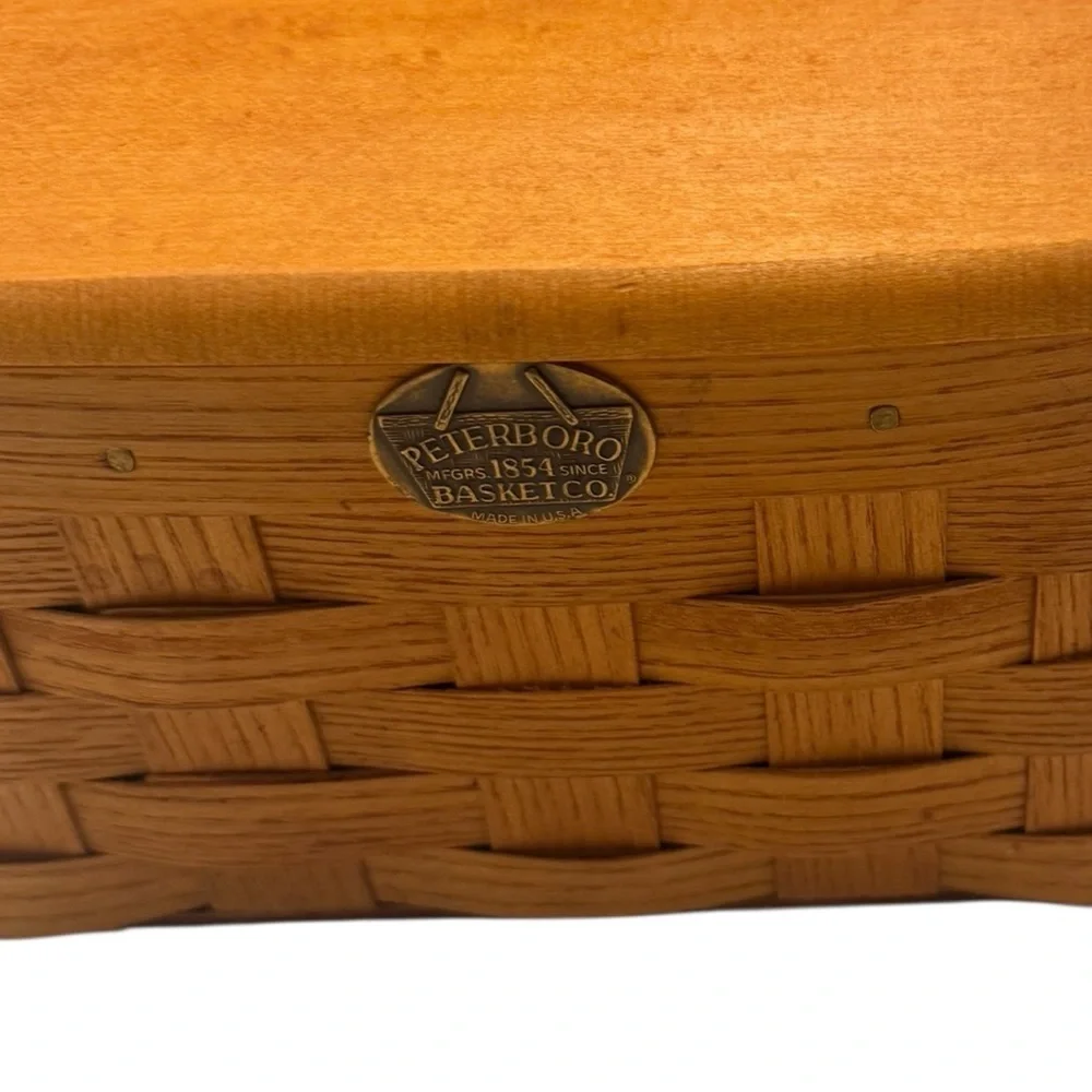 Peterboro Basket Co Rectangular Basket Woven Storage ASH with Lid USA